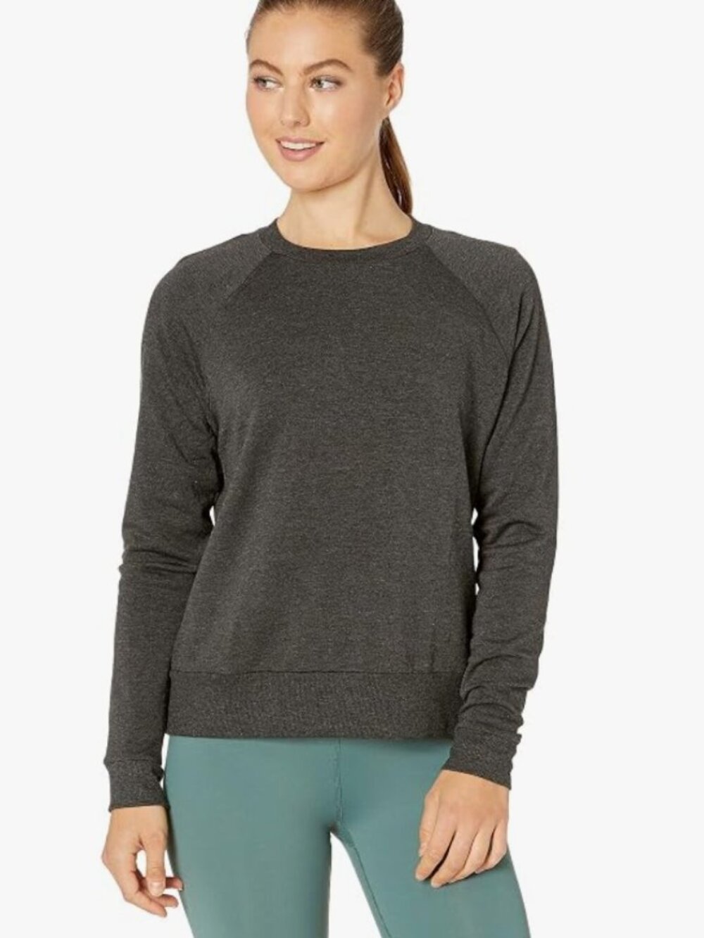 Beyond Yoga Favorite Raglan Crew After Yoga Pullover Gray Black Sz XL